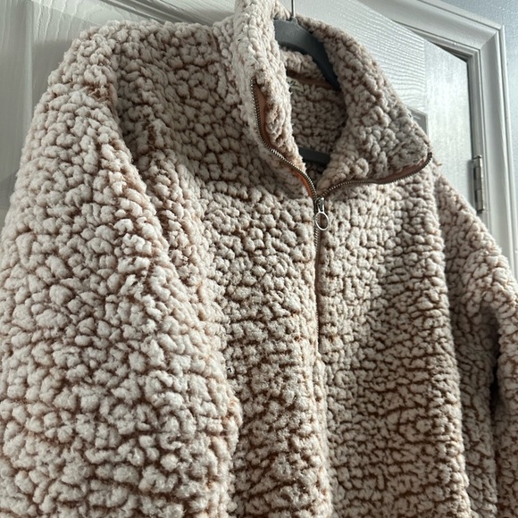 Express One Eleven Sherpa Fleece 1/4 Zip Maroon Size XS - Picture 2 of 8